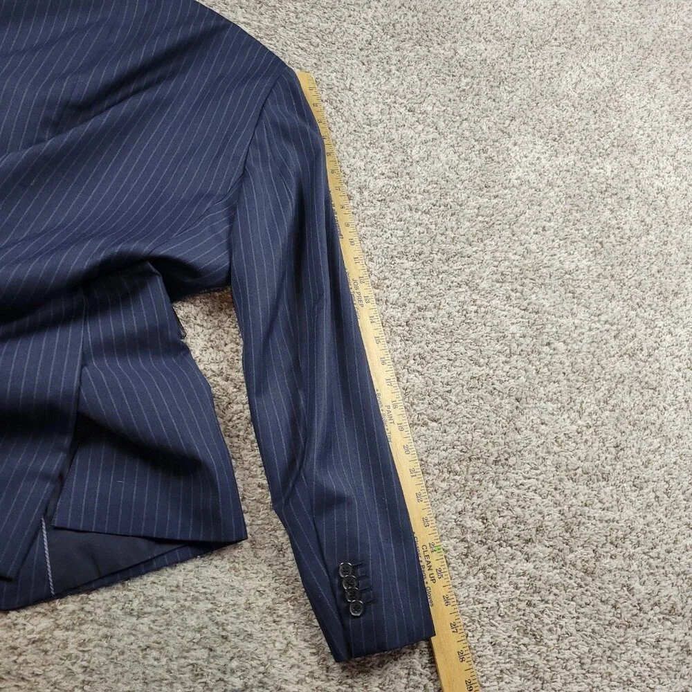 Banana Republic Blazer Mens 42L Blue Vitale Barberis Wool Lined Striped Mark*